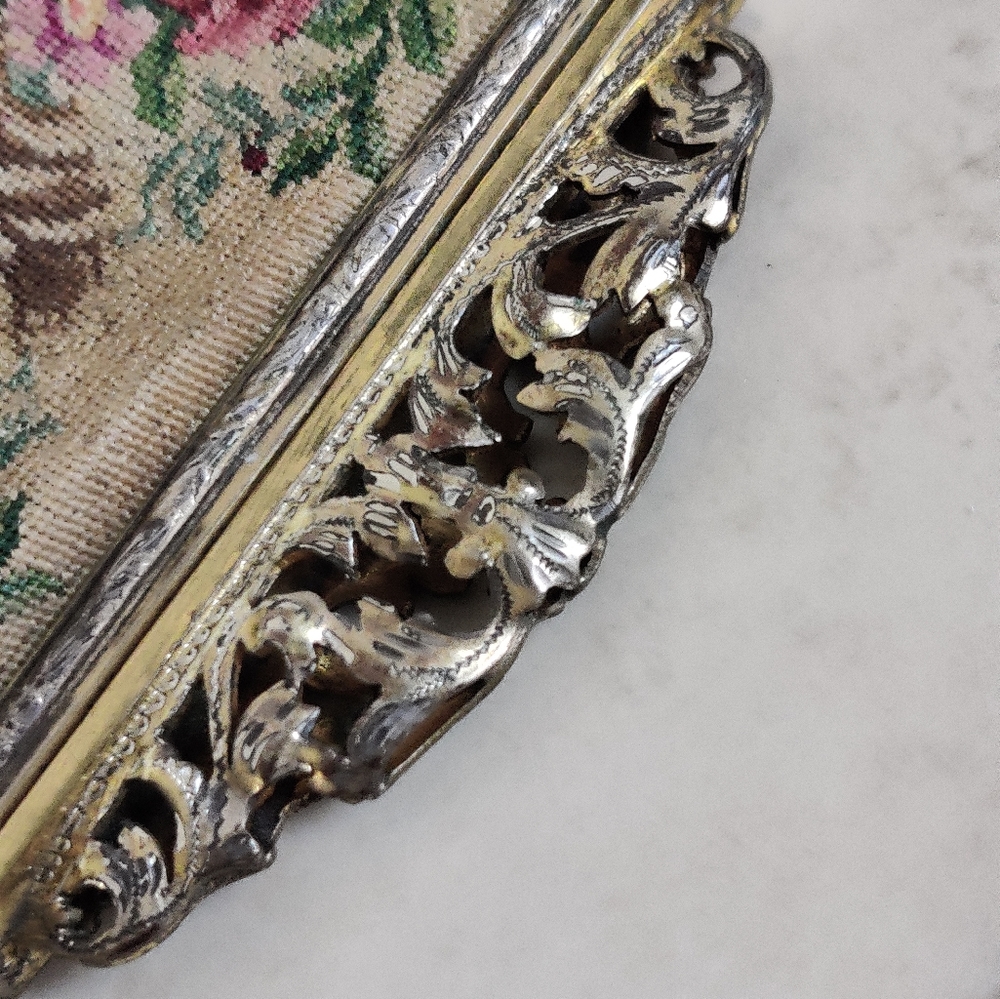 Antique Morabito France Petit Point Hand Embroidered Evening Bag Clutch - Picture 16 of 16